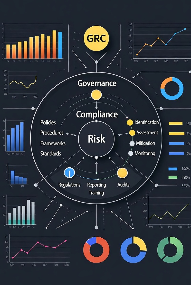 Analytics dashboard representing GRC insights